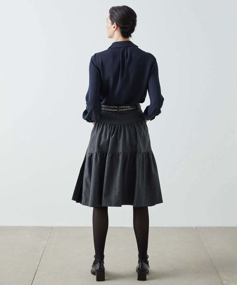 Machka Pleat Detailed Flannel Skirt Anthracite