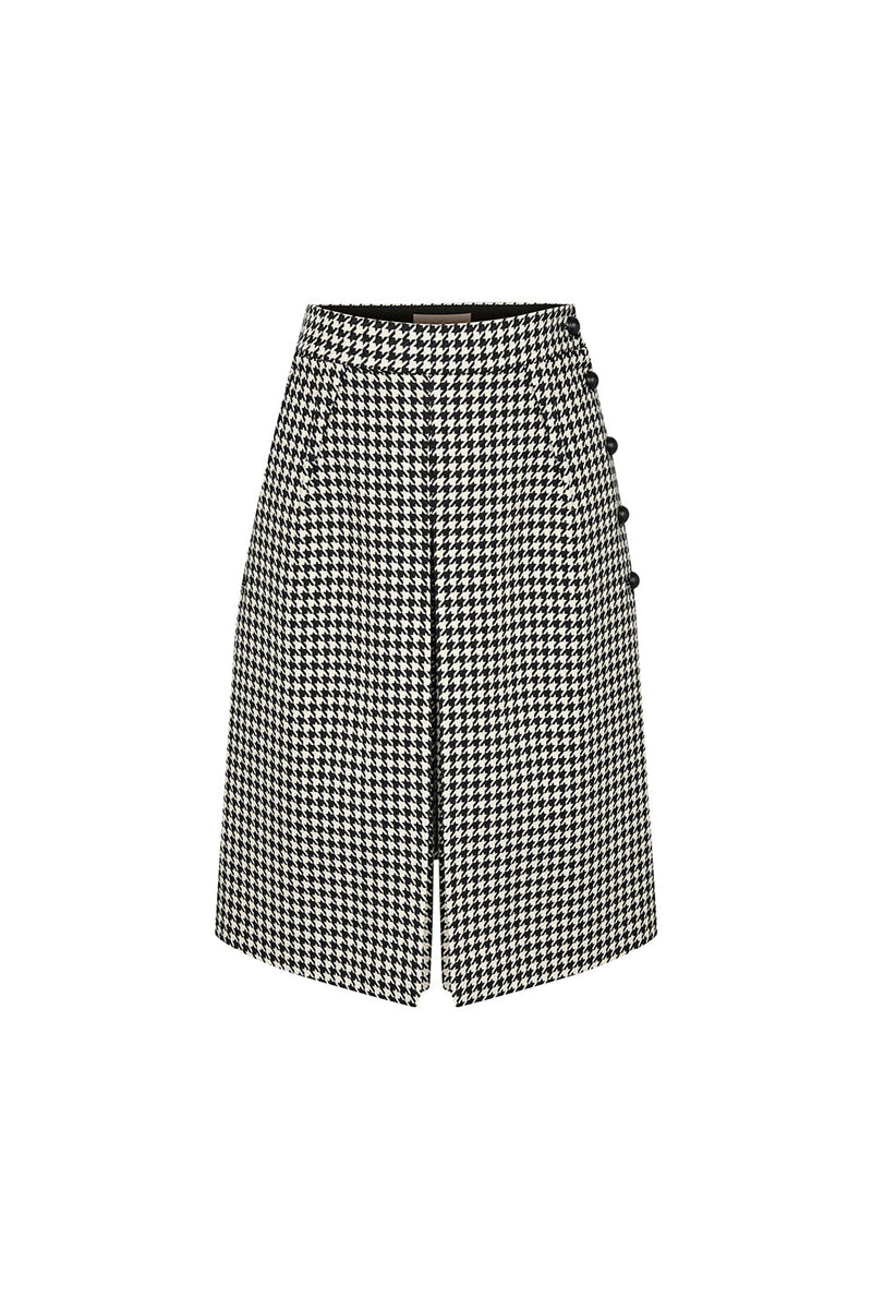 Machka Houndstooth Pattern Skirt Black