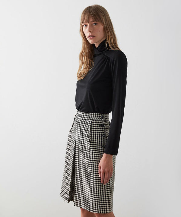 Machka Houndstooth Pattern Skirt Black