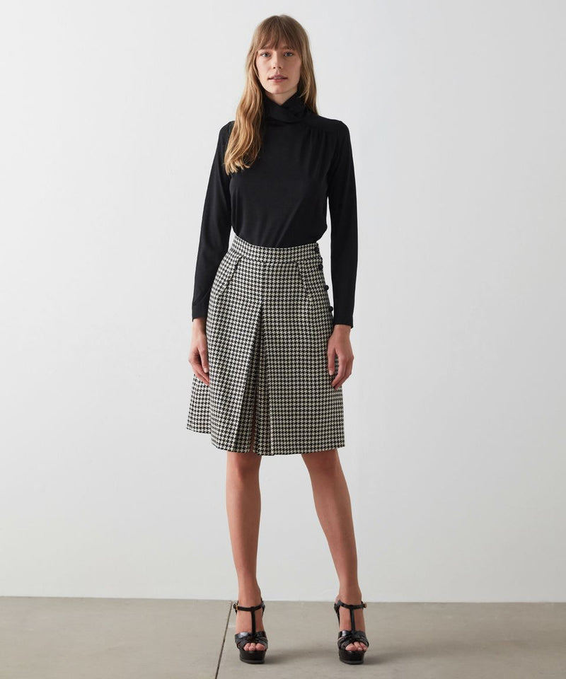 Machka Houndstooth Pattern Skirt Black