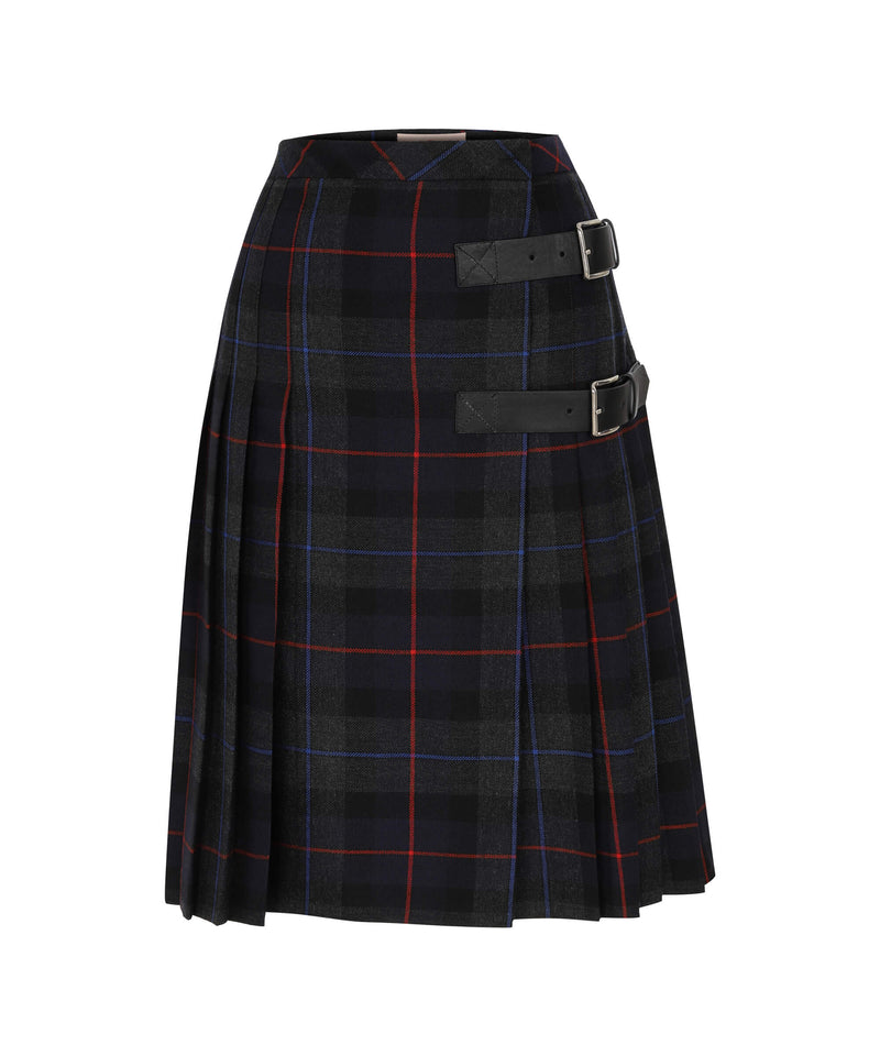 Machka Plaid Pattern Pleated Skirt Navy