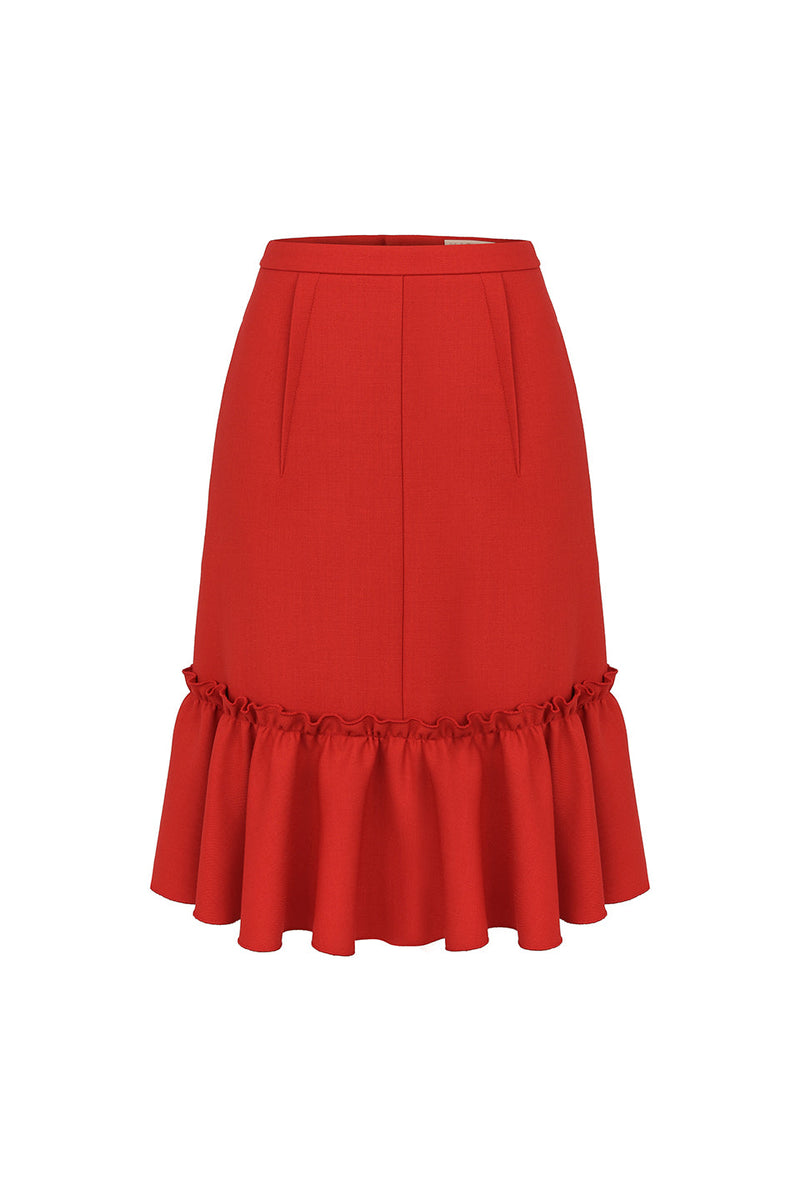 Machka Ruffle Detail Skirt Red