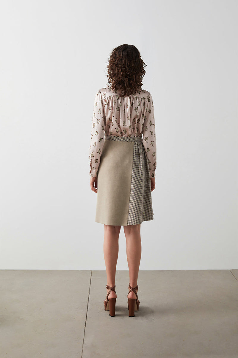 Machka Fabric Mix Skirt Beige