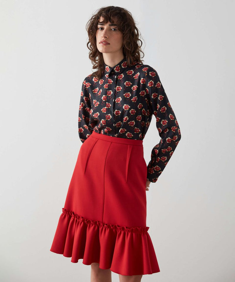 Machka Ruffle Detail Skirt Red