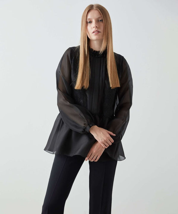 Machka Silk Organza Sheer Blouse Black