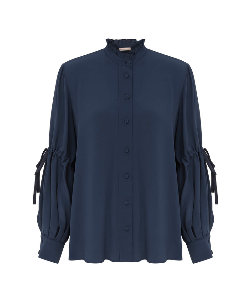 Machka Frill Collar Detail Shirt Navy