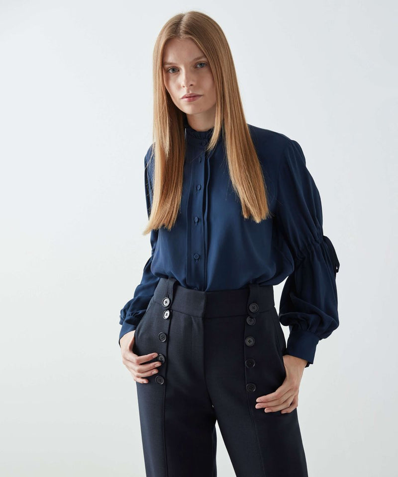 Machka Frill Collar Detail Shirt Navy