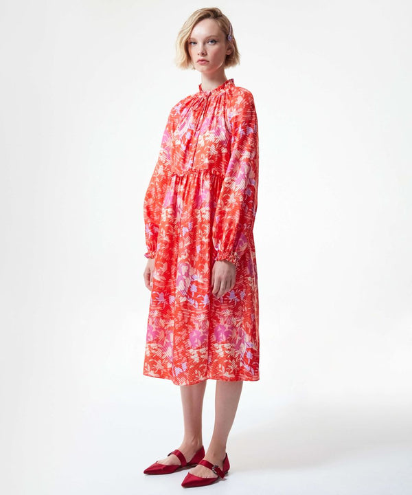 Machka Allover Abstract Pattern Dress Pomegranate