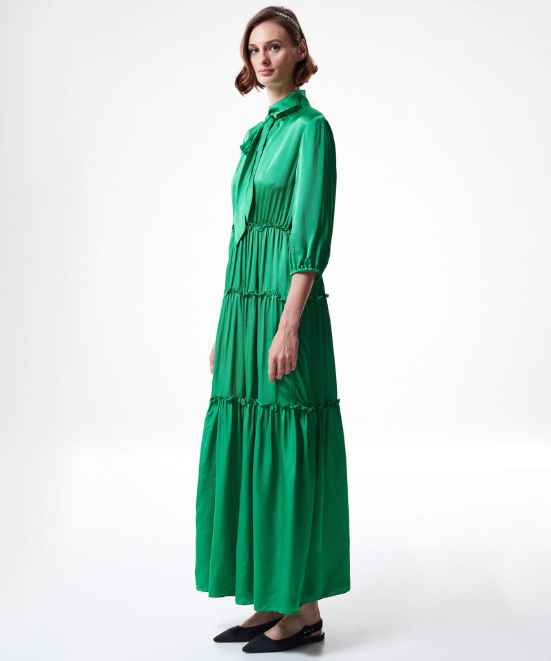 Machka Self Tie Tiered Maxi Dress Green