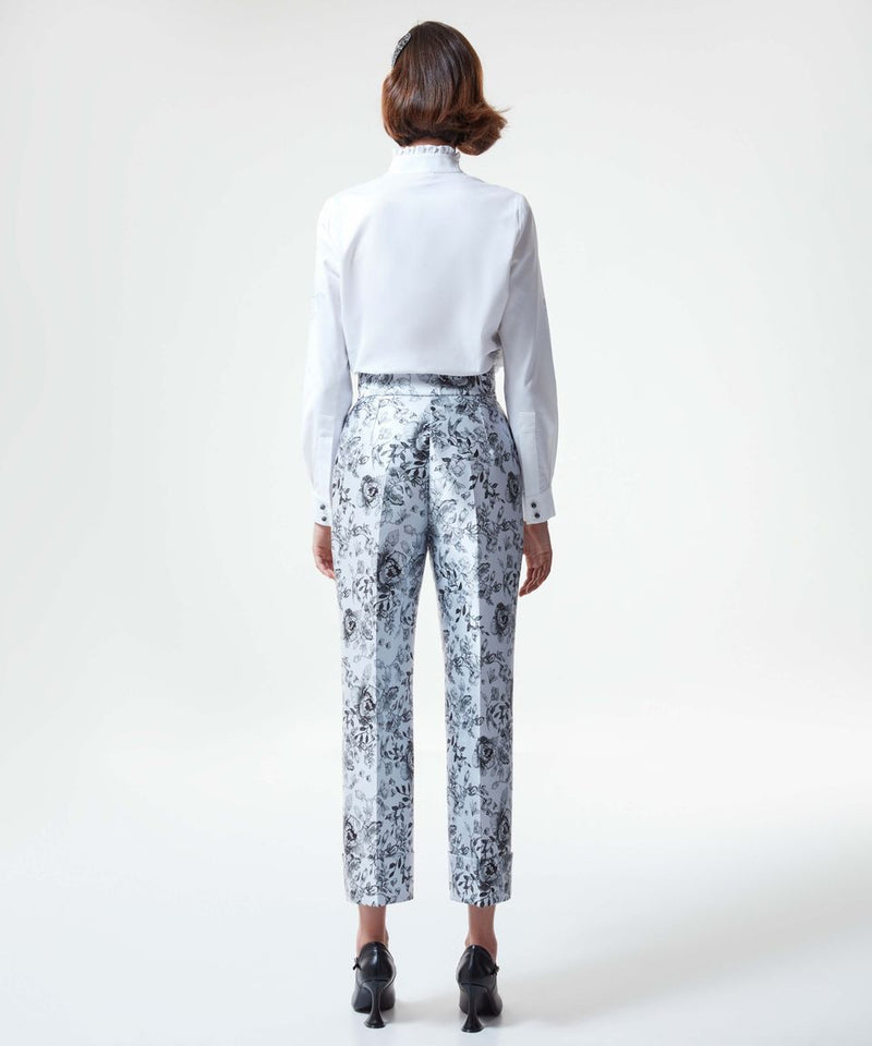 Machka Allover Contrast Floral Printed Pants Grey