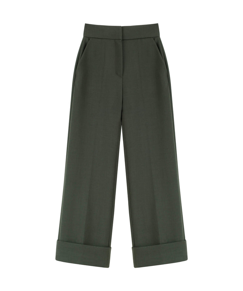 Machka Wide Leg Tencel Casual Pants Khaki