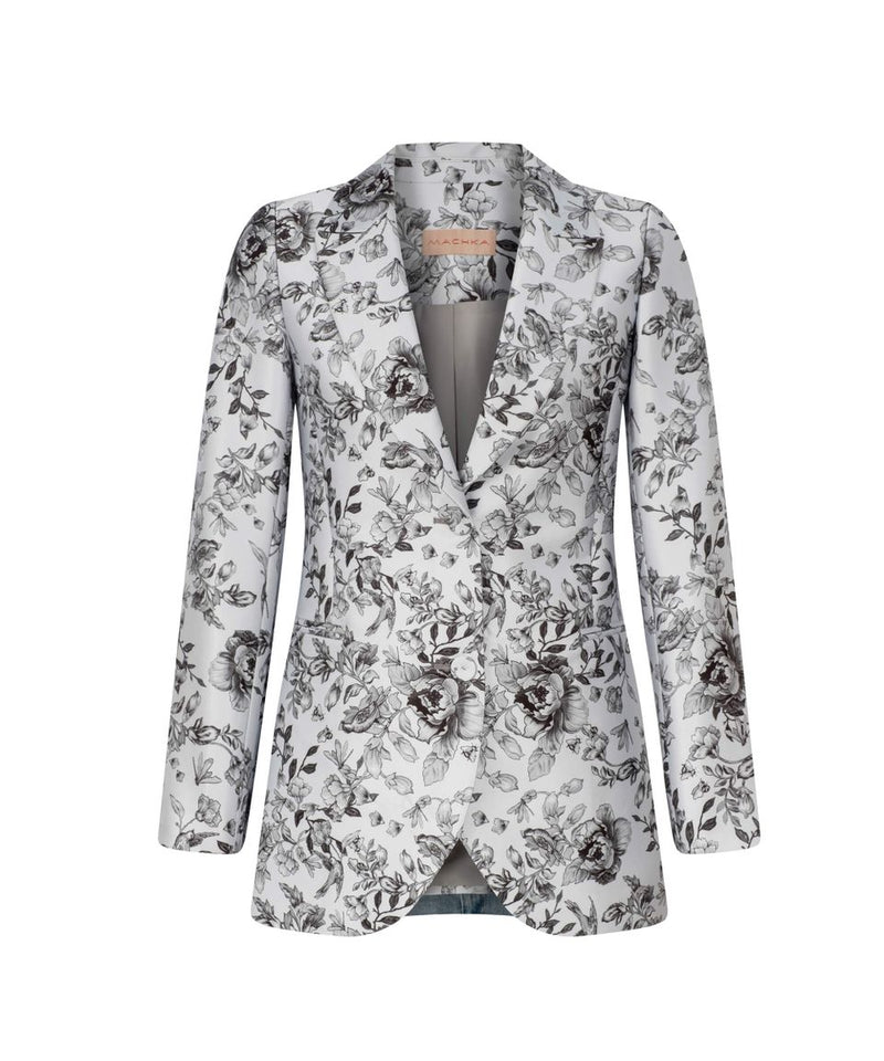 Machka All Over Floral Printed Blazer Grey