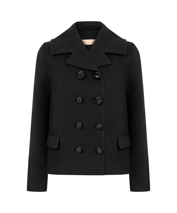 Machka Double Breasted Woolen Jacket Black