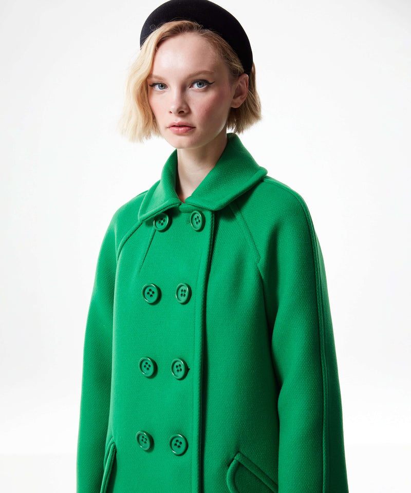 Machka Raglan Sleeve Wool Coat Green