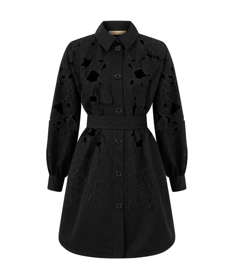 Machka Patch Work Cutout Solid Coat Black