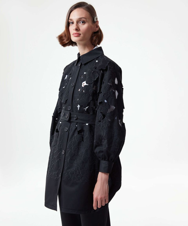 Machka Patch Work Cutout Solid Coat Black