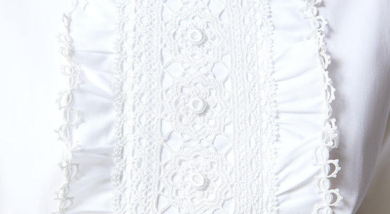 Machka Crochet Lace Yoked Classic Shirt White