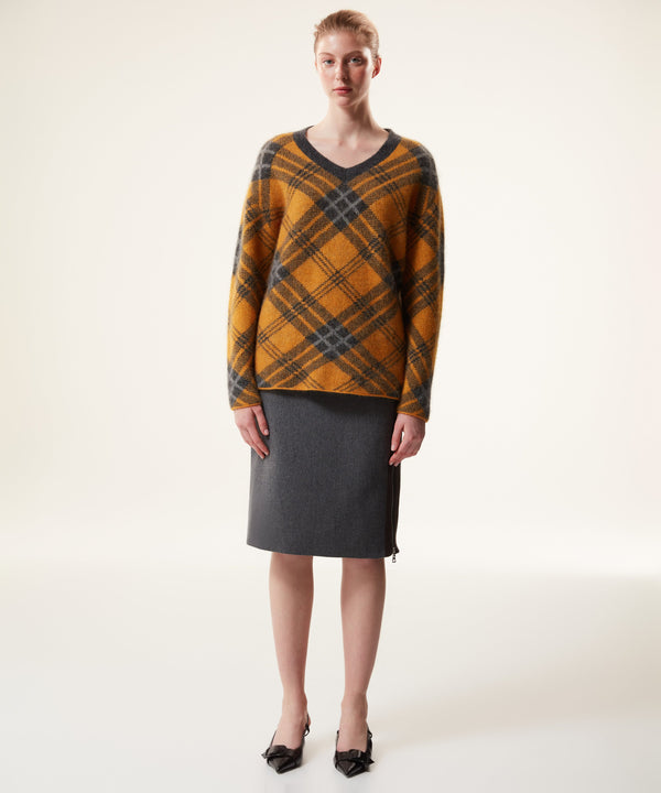 Machka Plaid Pattern Sweater Yellow