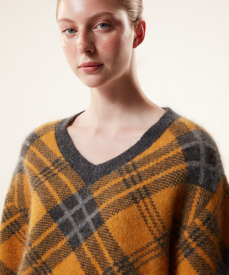 Machka Plaid Pattern Sweater Yellow