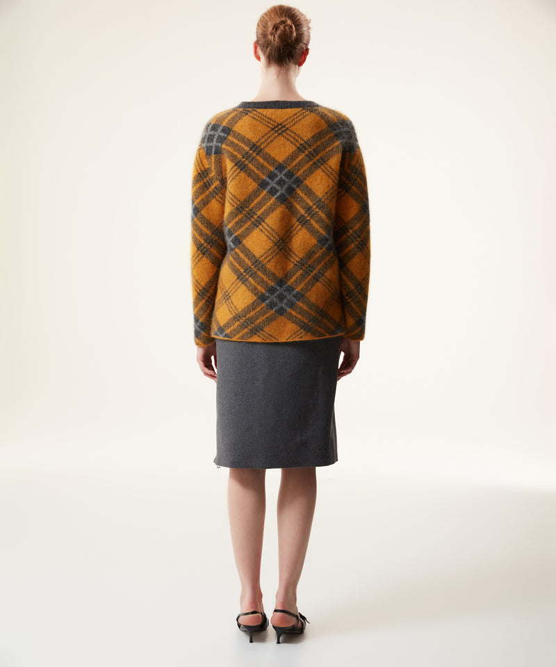 Machka Plaid Pattern Sweater Yellow