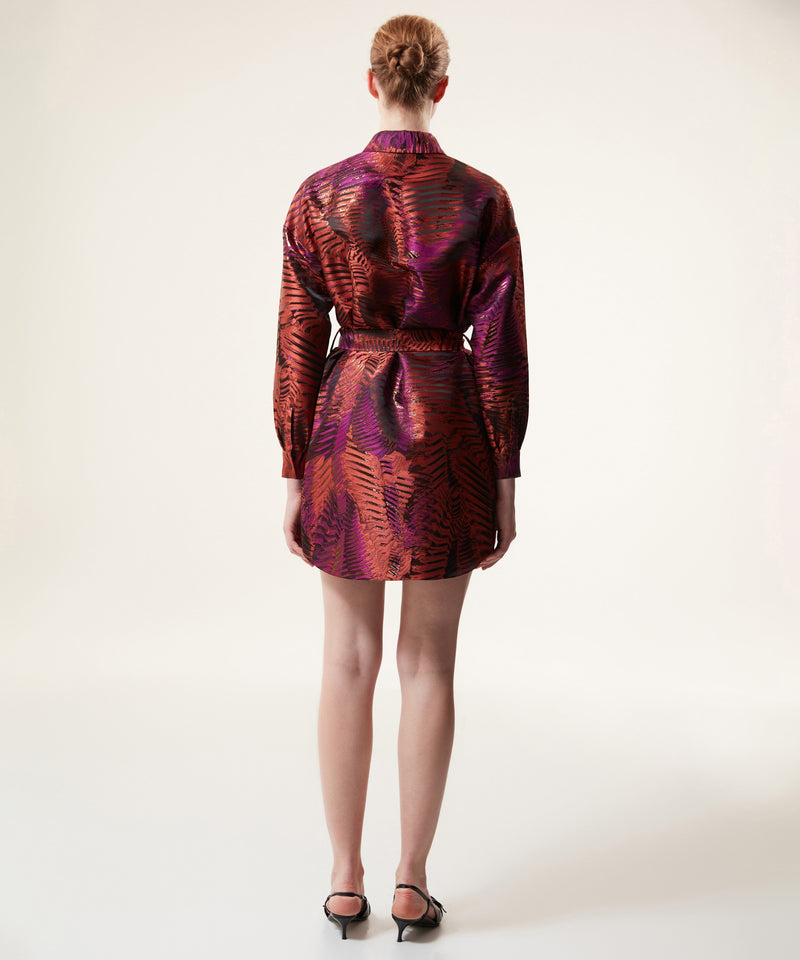 Machka Jacquard Print Mini Dress Bronze