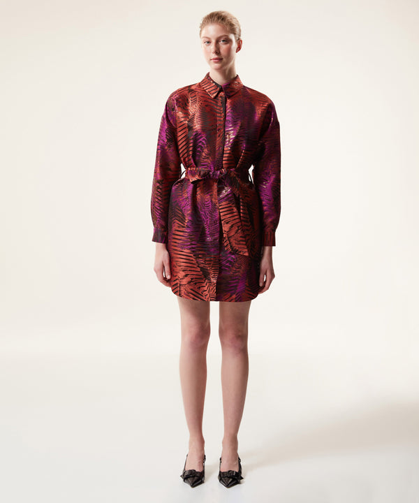 Machka Jacquard Print Mini Dress Bronze