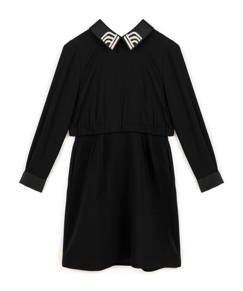 Machka Collar Detailed Flare Dress Black