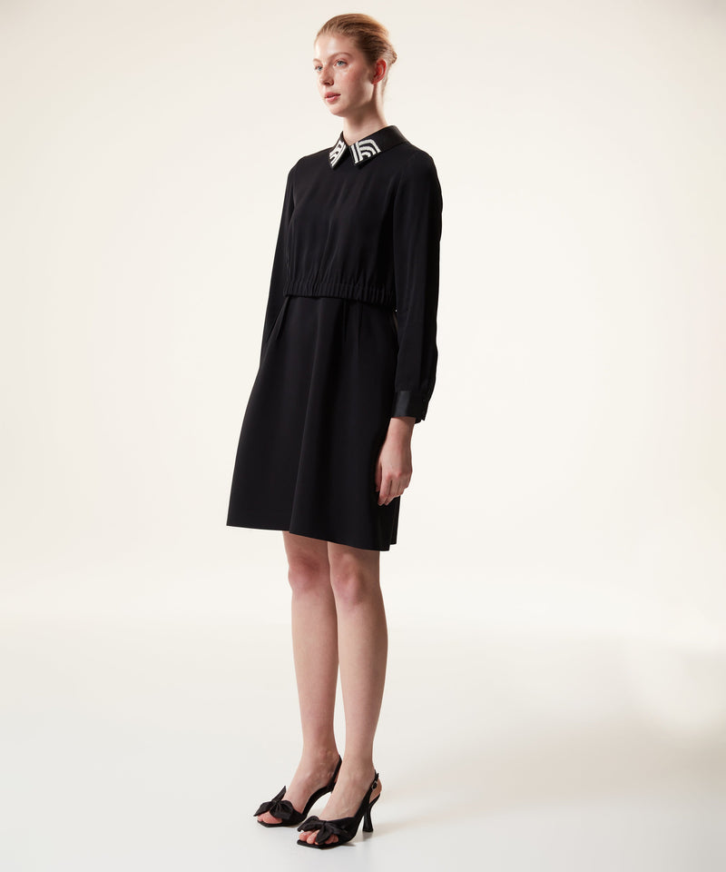 Machka Collar Detailed Flare Dress Black