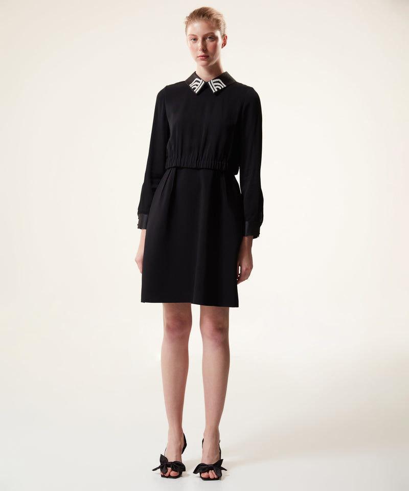 Machka Collar Detailed Flare Dress Black