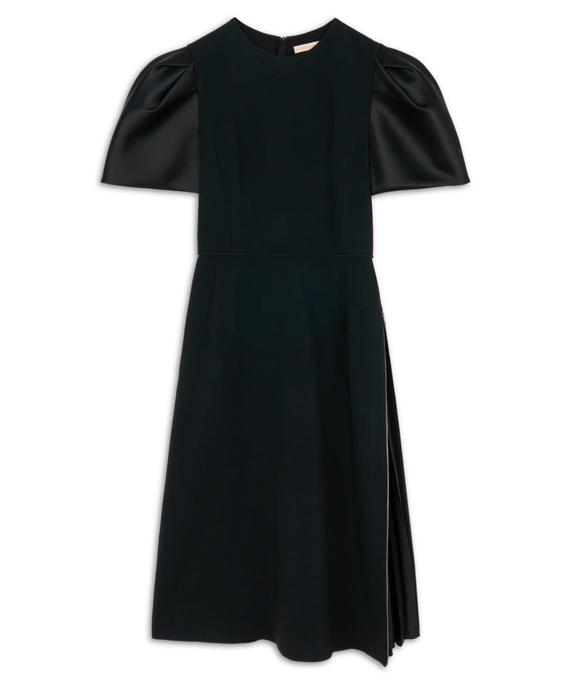 Machka Satin Duchess Dress With Pleated Detail Black