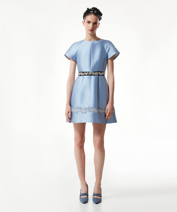 Machka Stone-Embroidered Mini Dress Light Blue