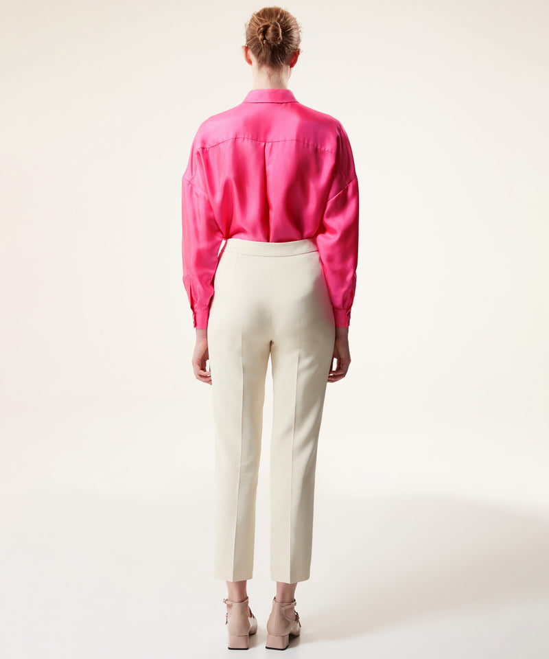 Machka Button Accessory Solid Trousers Off White