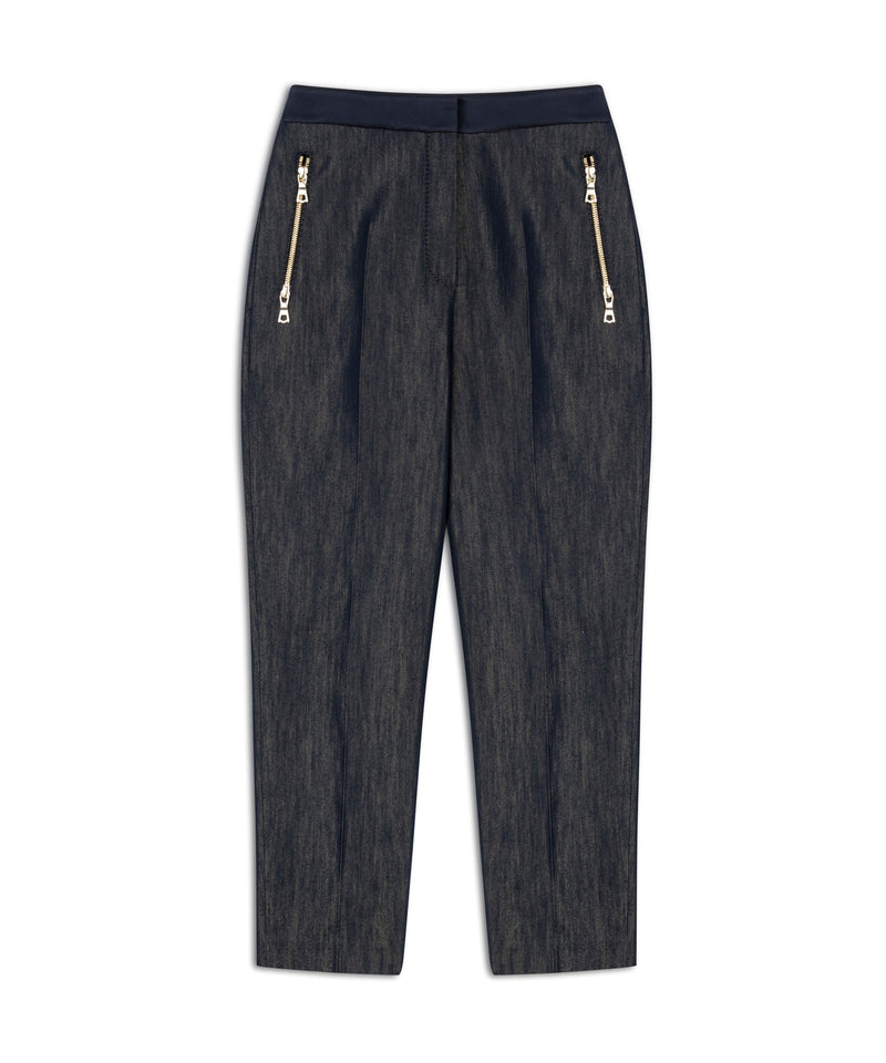 Machka Cigarette Fit Denim Trousers Navy Blue