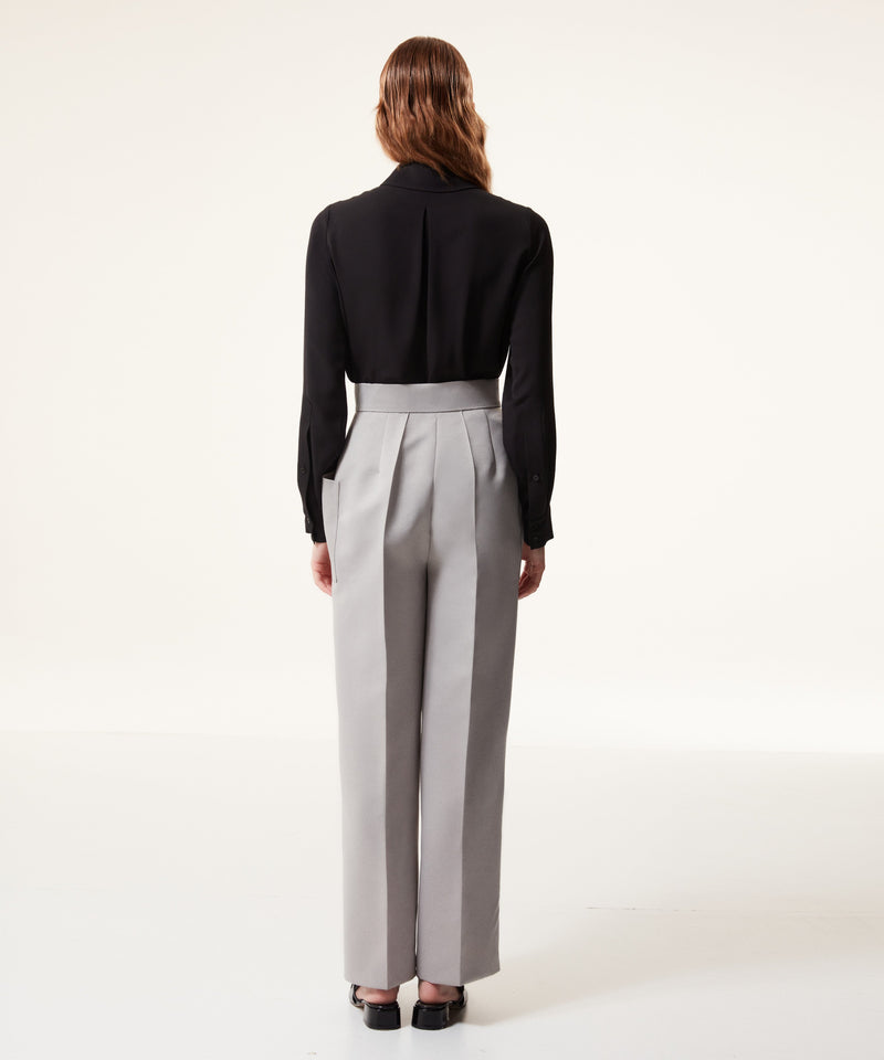 Machka Satin Duchess Wide Pocket Trousers Grey