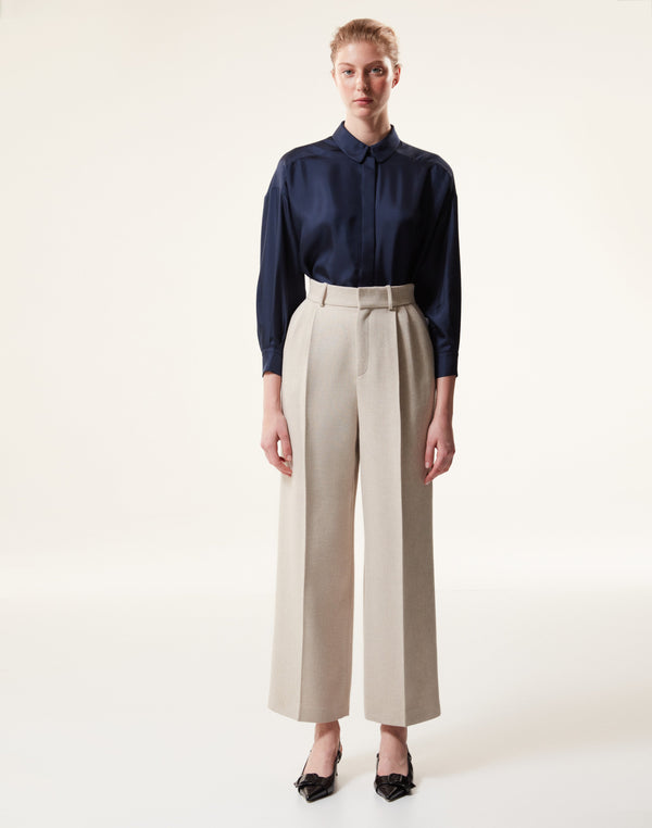 Machka Wide Cut Solid Trousers Camel