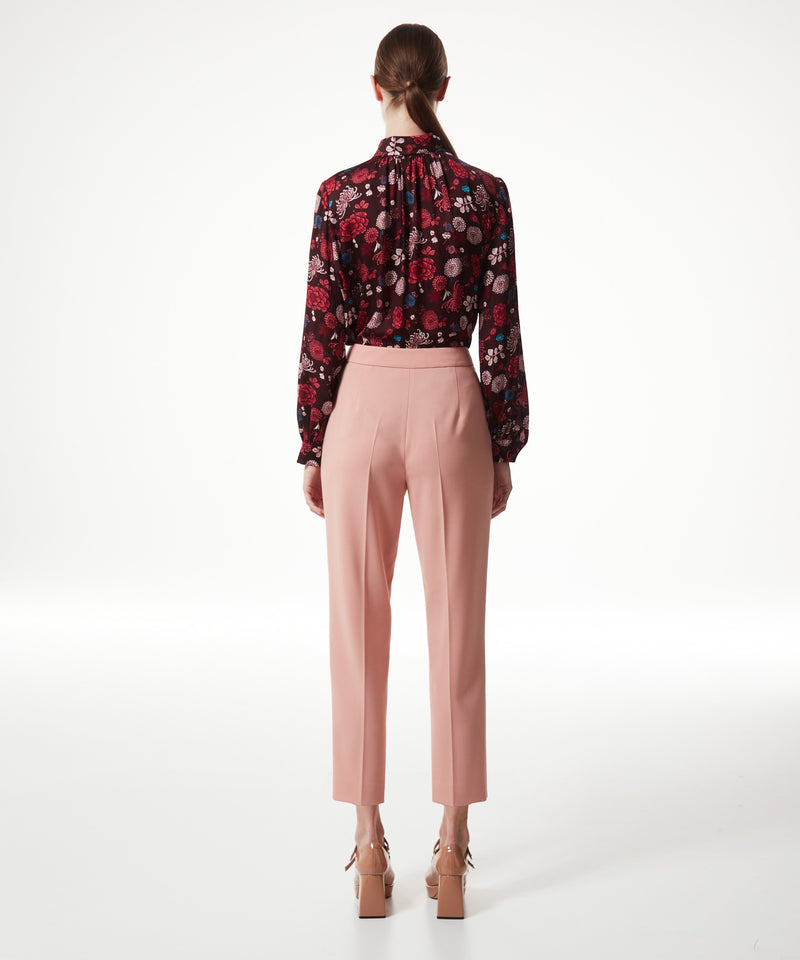 Machka Wool Blend Cigarette Fit Trousers Pink