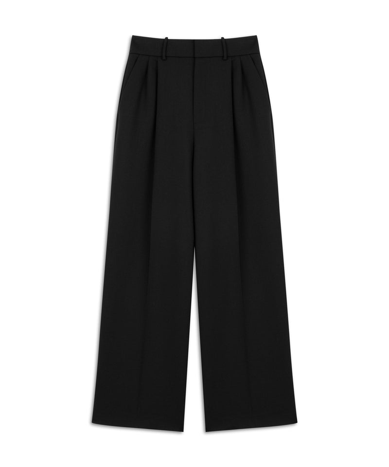 Machka Wool-Blend Wide-Cut Trousers Black