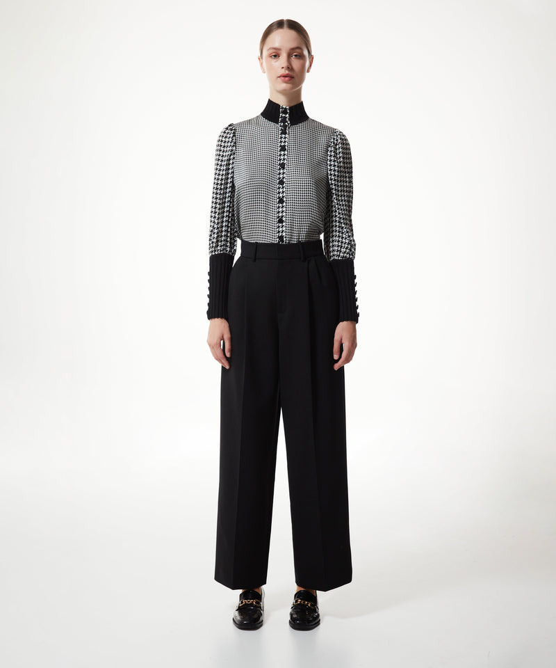 Machka Wool-Blend Wide-Cut Trousers Black