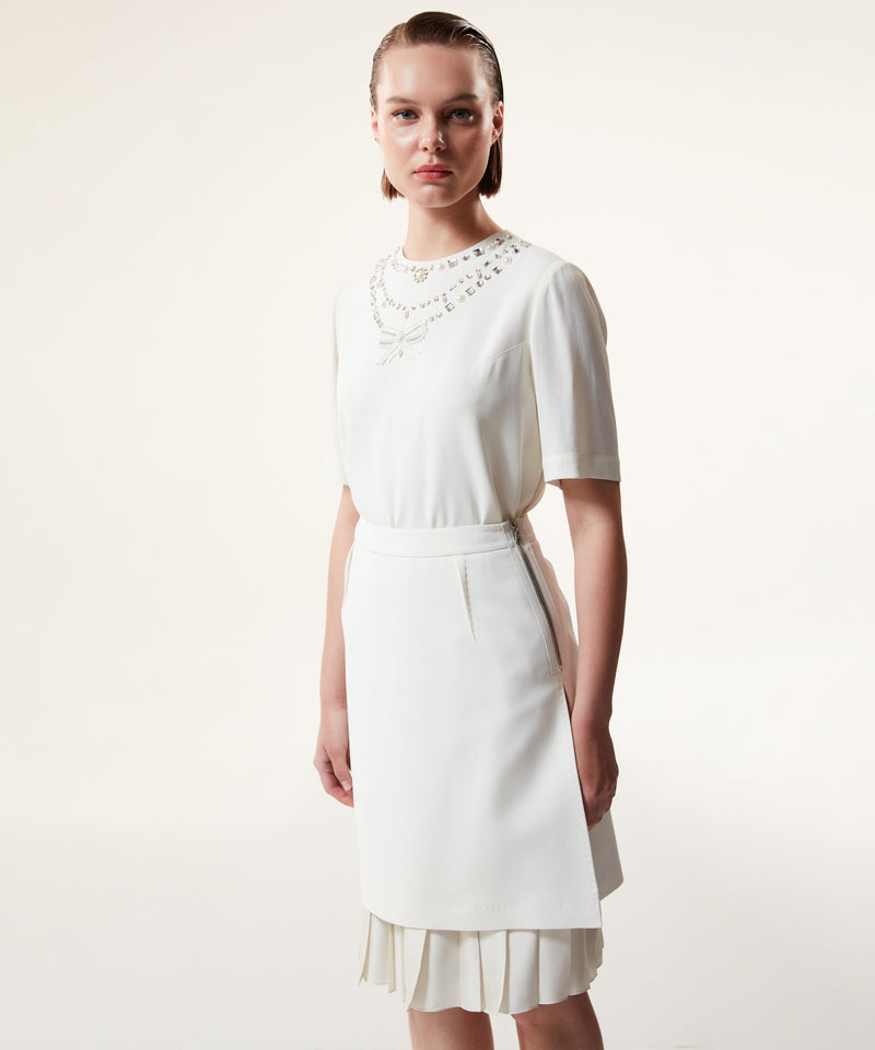 Machka Two-Piece Look Crepe Skirt Off White