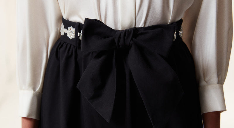 Machka Belt-Embellished Midi Skirt Black