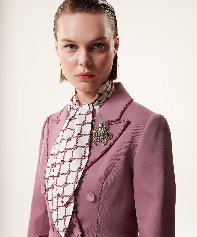 Machka Solid Jacket With Embroidered Detail Old Rose