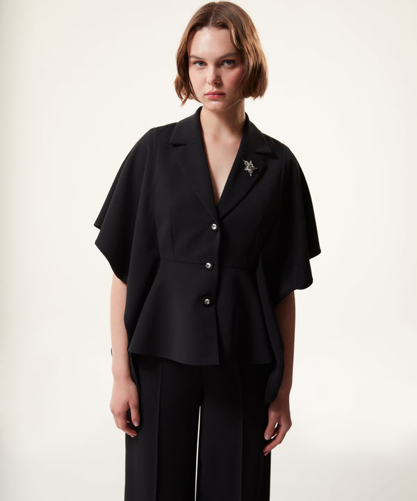 Machka Flounced Mono Collar Jacket Black