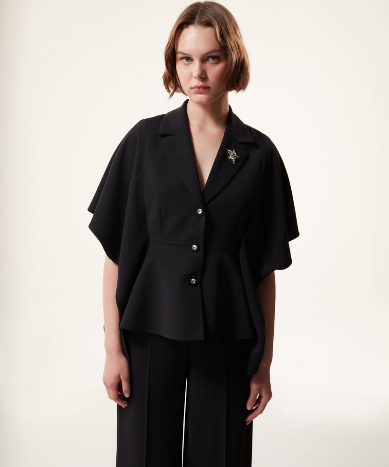 Machka Flounced Mono Collar Jacket Black