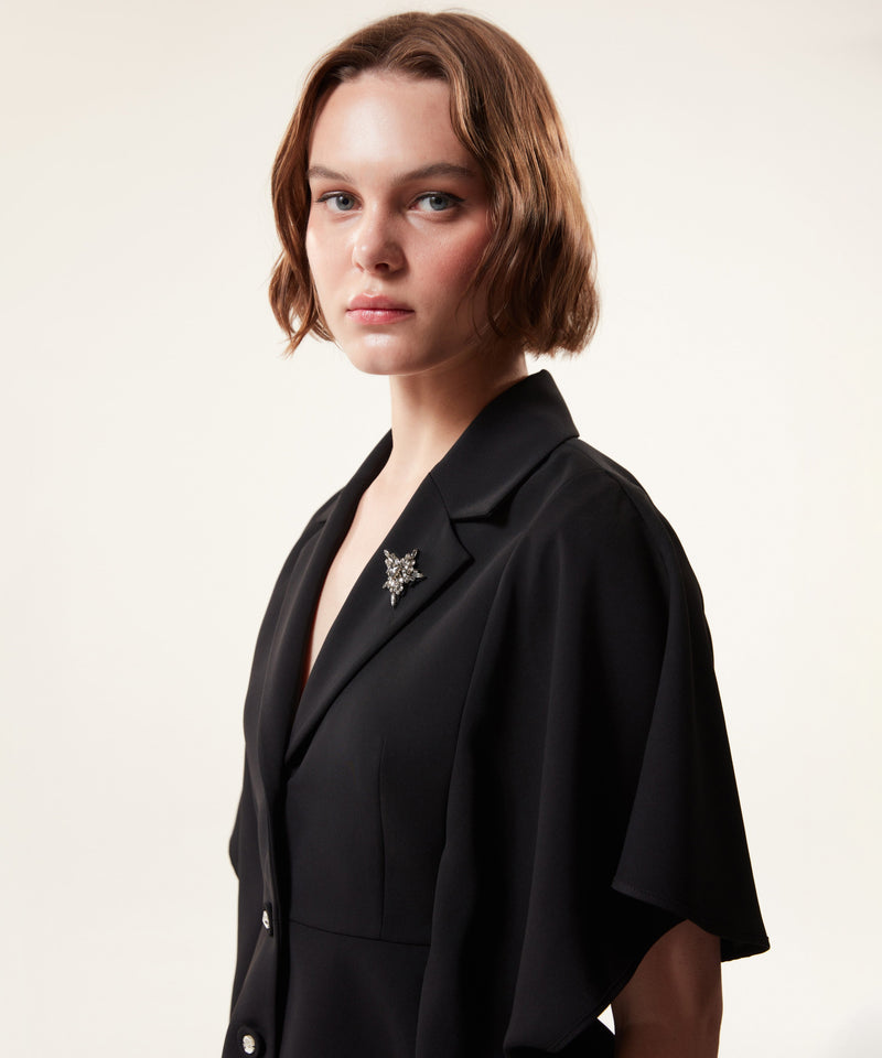 Machka Flounced Mono Collar Jacket Black