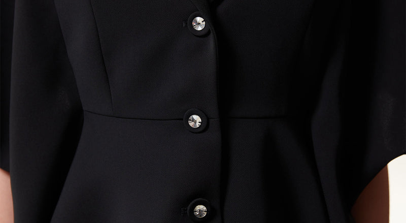 Machka Flounced Mono Collar Jacket Black