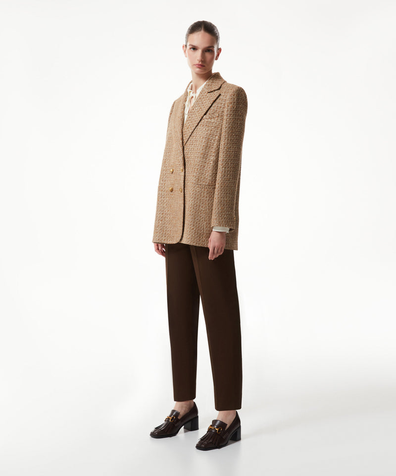 Machka Sequined Tweed Blazer Camel