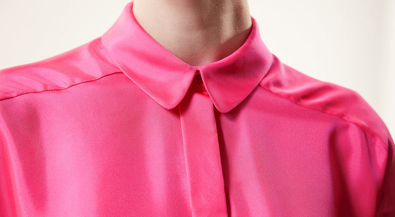 Machka Shiny Textured Solid Shirt Fuchsia