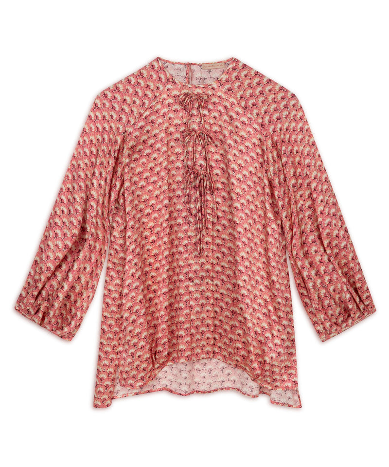 Machka Tie Detail Printed Blouse Pink