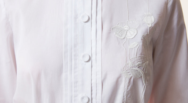 Machka Embroidered Detail Poplin Shirt White