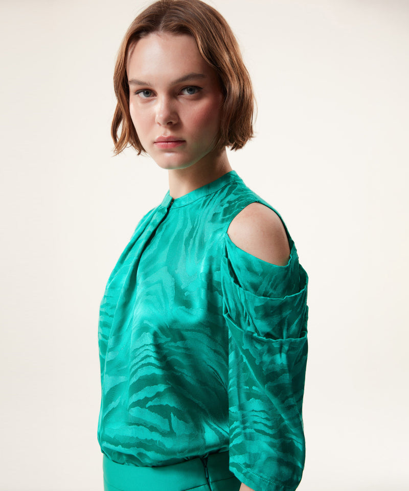 Machka Jacquard Cutout Blouse Green